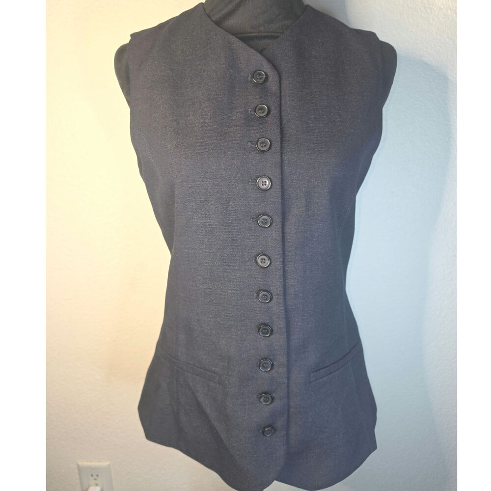 NWT ZARA Charcoal Gray Multi Button Tailored Vest Waistcoat Blazer Tapered Waist